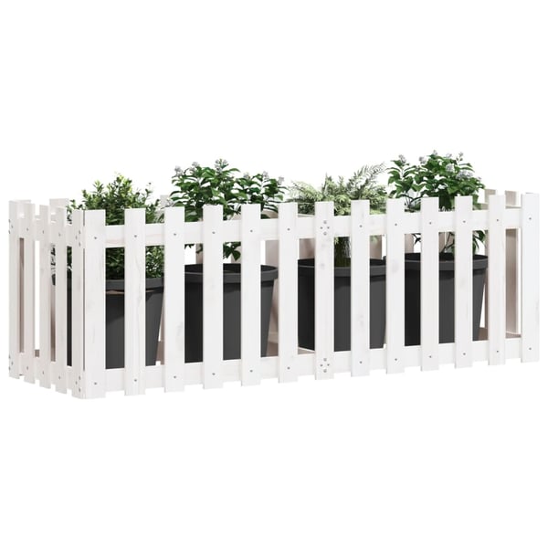 vidaXL højbed med stakitdesign 150x50x50 cm massivt fyrretræ hvid