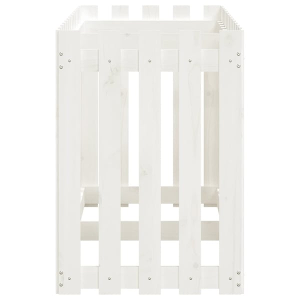 vidaXL Høybed med gjerdedesign hvit 150x50x70 cm heltre furu