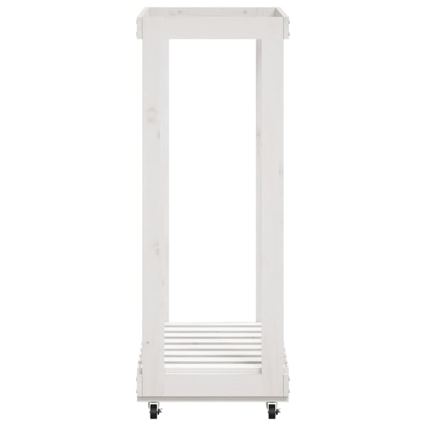 vidaXL brændestativ med hjul 76,5x40x108 cm massivt fyrretræ hvid