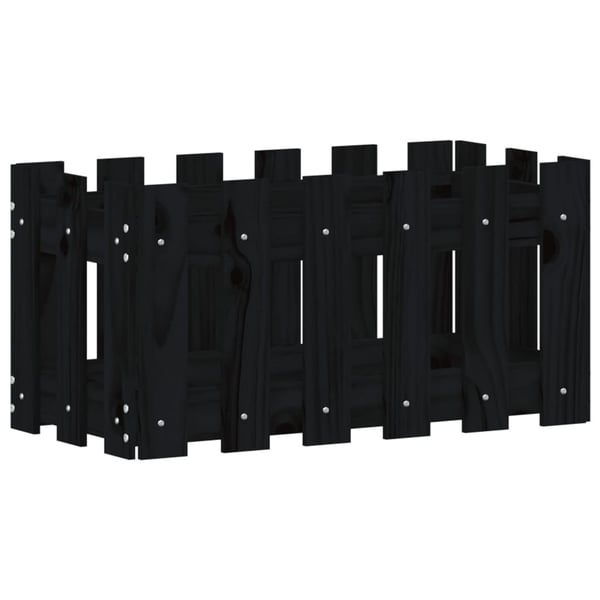 vidaXL Plantekasse med gjerdedesign svart 60x30x30 cm heltre furu