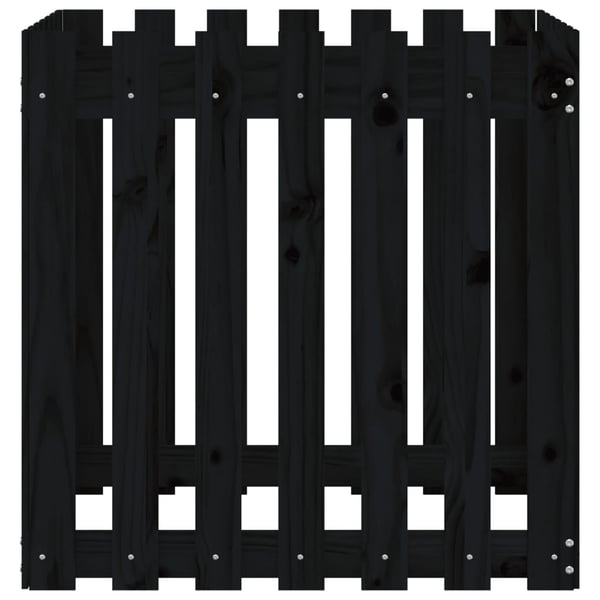 vidaXL Plantekasse med gjerdedesign svart 70x70x70 cm heltre furu