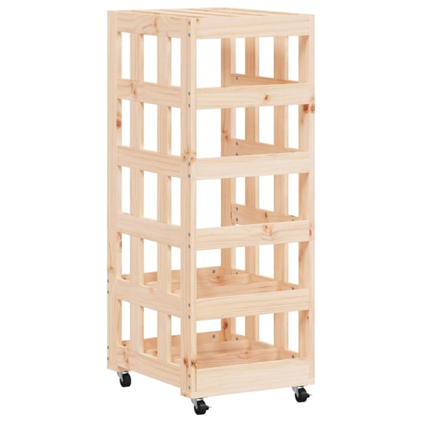 vidaXL Vedstativ med hjul 40x49x110 cm heltre furu