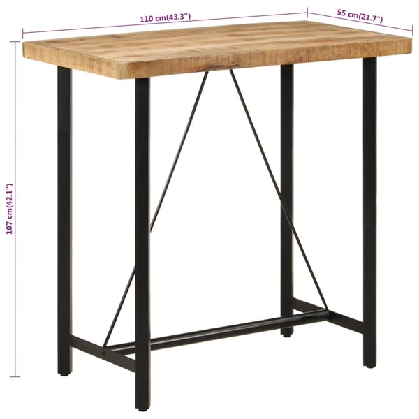 vidaXL Barbord 110x55x107 cm heltre mango og jern