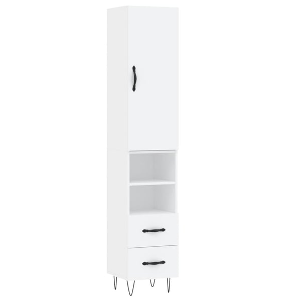 vidaXL Highboard hvit 34,5x34x180 cm konstruert tre
