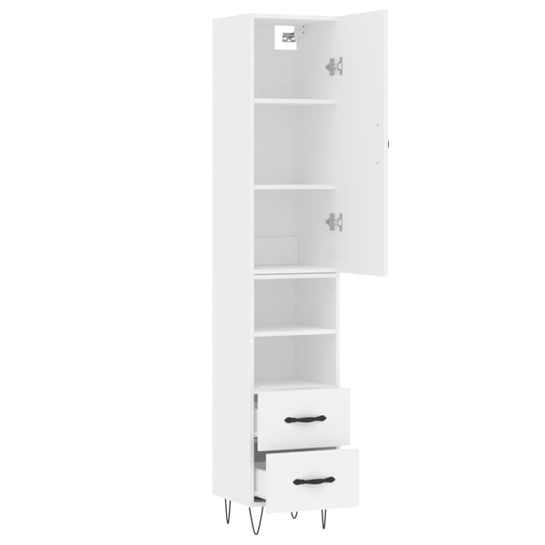 vidaXL Highboard hvit 34,5x34x180 cm konstruert tre