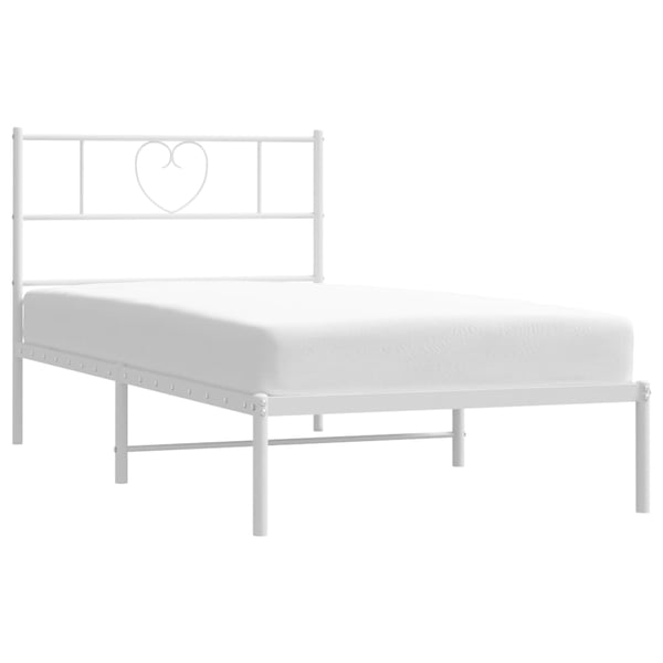 vidaXL Sengeramme i metall med hodegavl hvit 90x200 cm