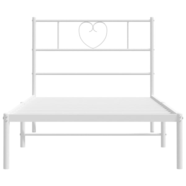vidaXL Sengeramme i metall med hodegavl hvit 90x200 cm