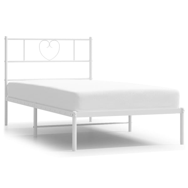 vidaXL Sengeramme i metall med hodegavl hvit 107x203 cm