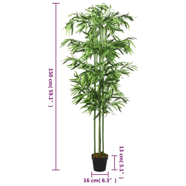 vidaXL Kunstig bambustre 576 blader 150 cm grønn