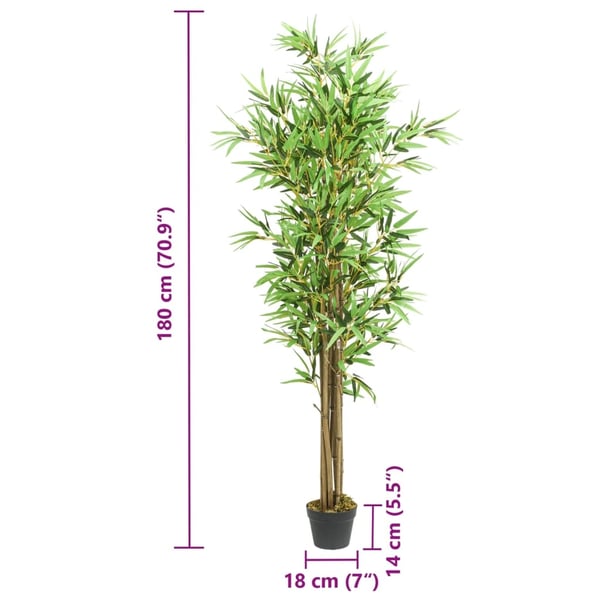 vidaXL kunstigt bambustræ 1288 blade 180 cm grøn