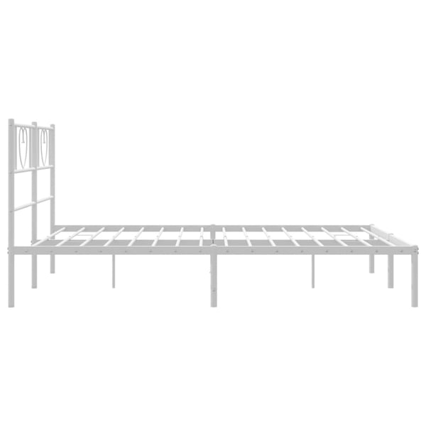 vidaXL Sengeramme i metall med hodegavl hvit 140x200 cm