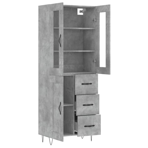 vidaXL Kaappi betoninharmaa 69,5x34x180 cm tekninen puu