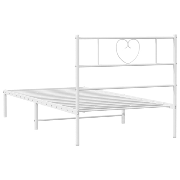 vidaXL Sengeramme i metall med hodegavl hvit 100x190 cm