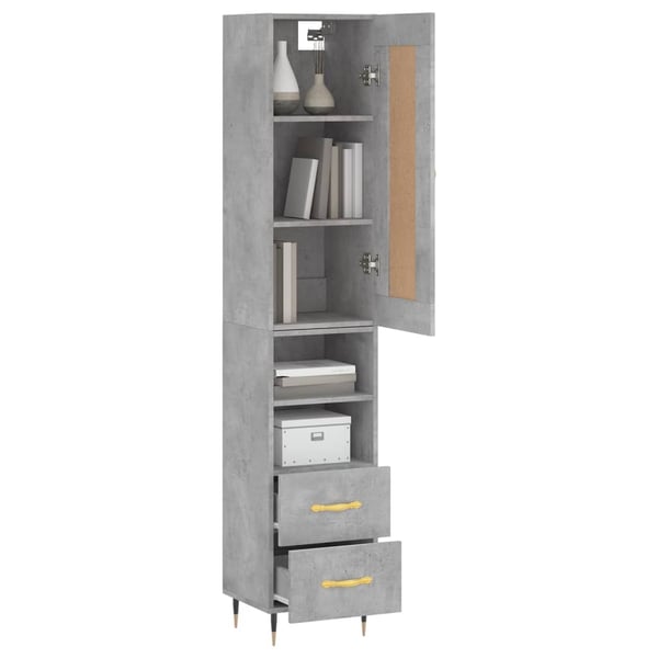 vidaXL Highboard betonggrå 34,5x34x180 cm konstruert tre