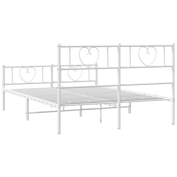vidaXL Sengeramme i metall med hode- og fotgavl hvit 120x200 cm