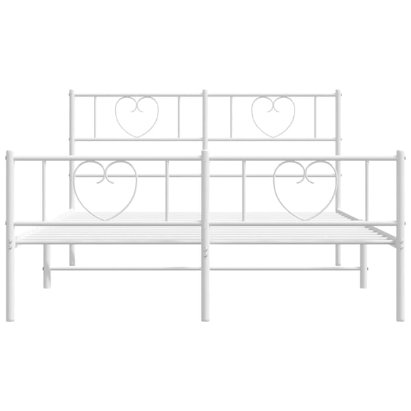 vidaXL Sengeramme i metall med hode- og fotgavl hvit 120x200 cm