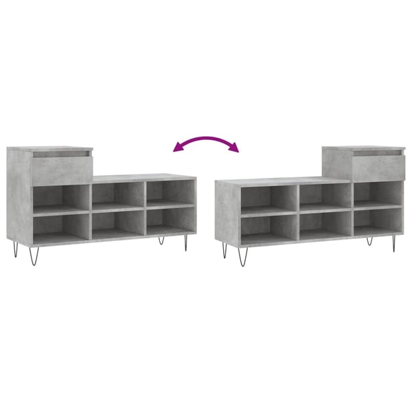 vidaXL Skoskap betonggrå 102x36x60 cm konstruert tre