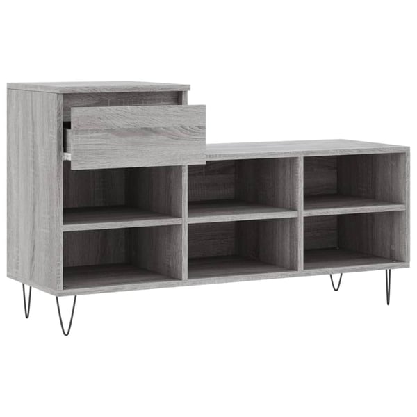 vidaXL Skoskap grå sonoma 102x36x60 cm konstruert tre