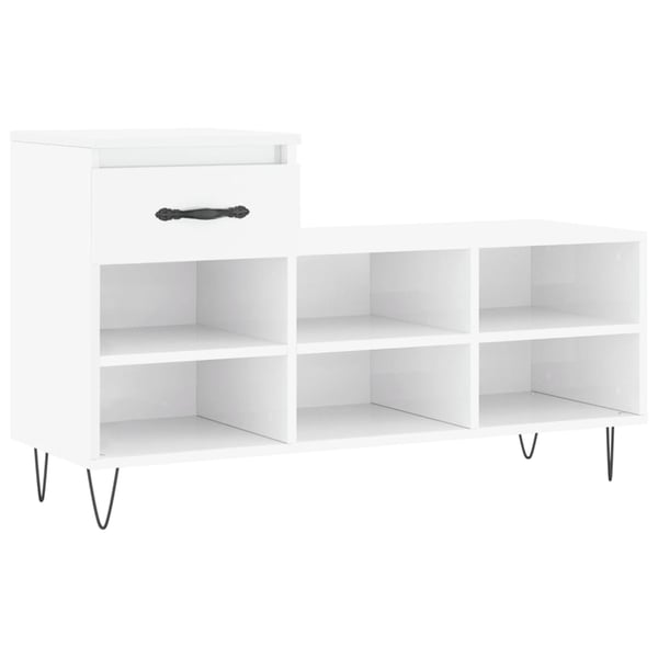 vidaXL Skoskap høyglans hvit 102x36x60 cm konstruert tre