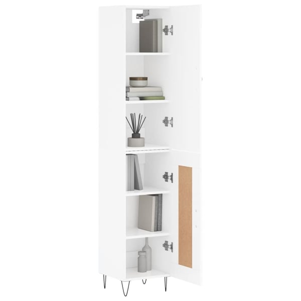 vidaXL Highboard hvit 34,5x34x180 cm konstruert tre