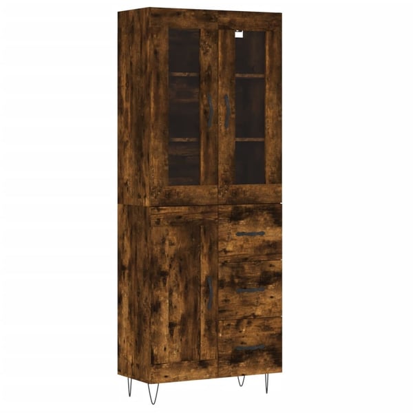 vidaXL højskab 69,5x34x180 cm konstrueret træ røget egetræsfarve