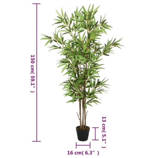 vidaXL Kunstig bambustre 828 blader 150 cm grønn