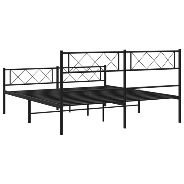 vidaXL Sengeramme i metall med hode- og fotgavl svart 120x190 cm