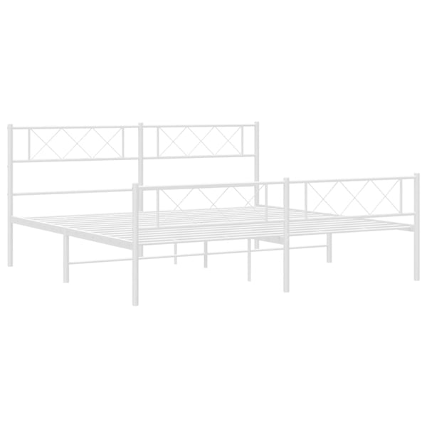 vidaXL Sengeramme i metall med hode- og fotgavl hvit 183x213 cm