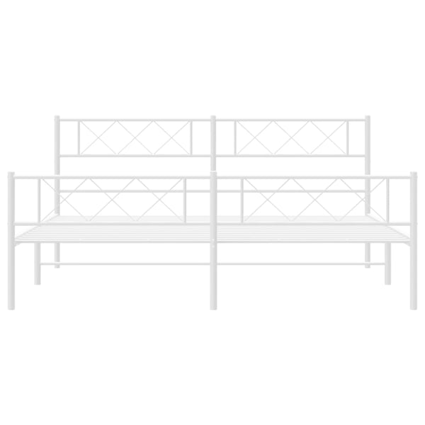 vidaXL Sengeramme i metall med hode- og fotgavl hvit 183x213 cm