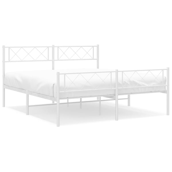 vidaXL Sengeramme i metall med hode- og fotgavl hvit 120x200 cm