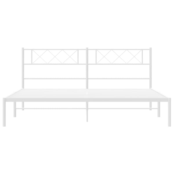 vidaXL Sengeramme i metall med sengegavl hvit 160x200 cm