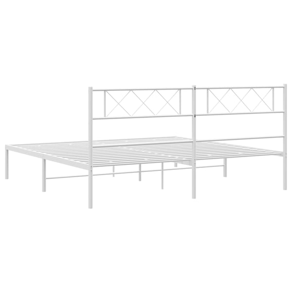 vidaXL Sengeramme i metall med sengegavl hvit 160x200 cm