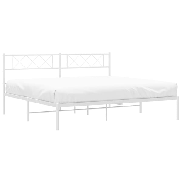 vidaXL Sengeramme i metall med sengegavl hvit 160x200 cm