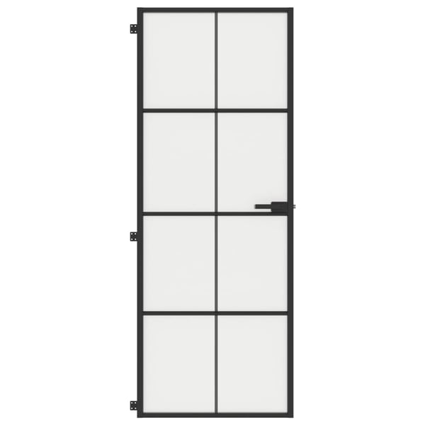 vidaXL Innerdør slank svart 76x201,5 cm herdet glass og aluminium