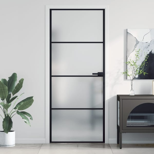vidaXL dør 83x201,5 cm hærdet glas og aluminium sort