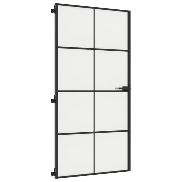 vidaXL Innerdør slank svart 102,5x201,5 cm herdet glass og aluminium
