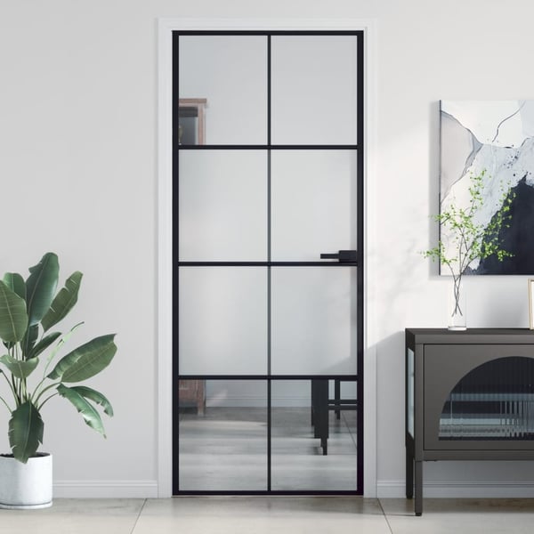 vidaXL dør 83x201,5 cm hærdet glas og aluminium sort