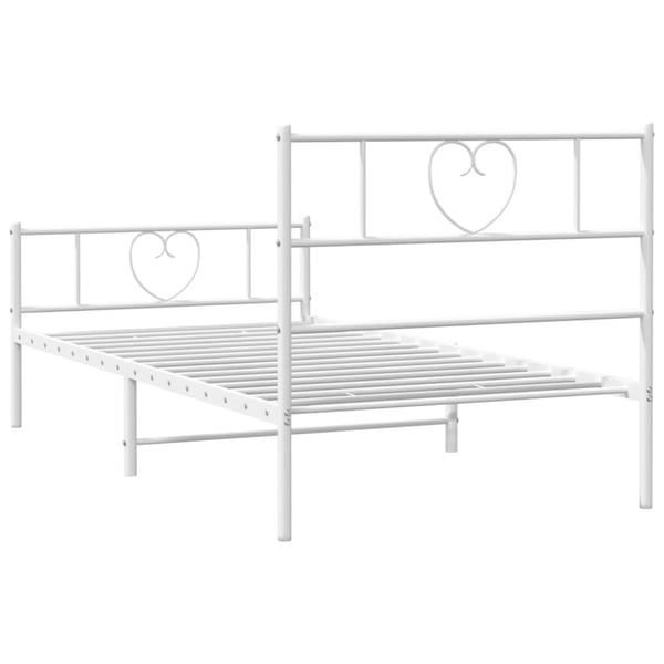 vidaXL Sengeramme i metall med hode- og fotgavl hvit 100x200 cm
