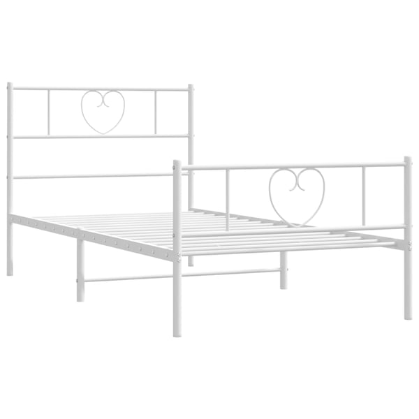 vidaXL Sengeramme i metall med hode- og fotgavl hvit 100x200 cm