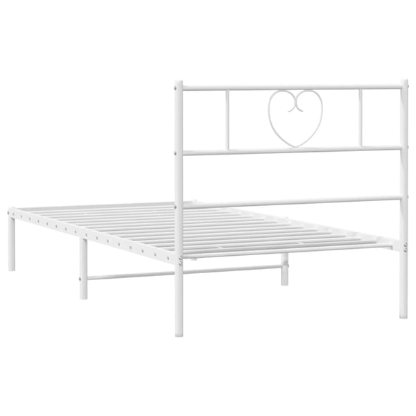 vidaXL Sengeramme i metall med hodegavl hvit 90x190 cm