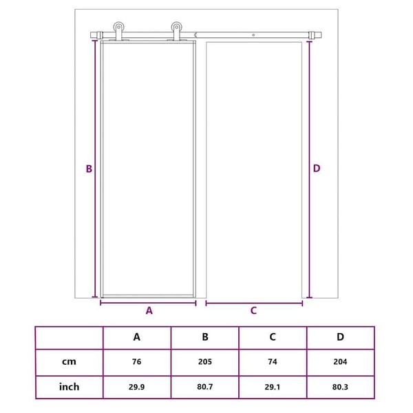 vidaXL skydedør 76x205 cm hærdet glas og aluminium hvid