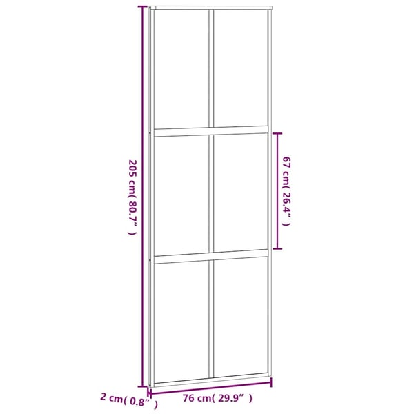 vidaXL skydedør 76x205 cm hærdet glas og aluminium hvid