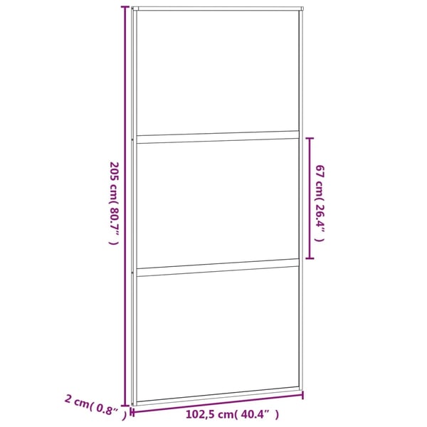 vidaXL Skyvedør hvit 102,5x205 cm herdet glass og aluminium