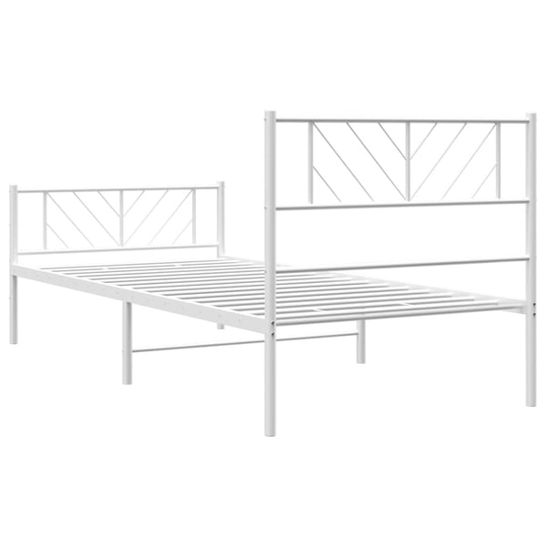 vidaXL Sengeramme i metall med hode- og fotgavl hvit 100x200 cm