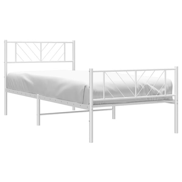 vidaXL Sengeramme i metall med hode- og fotgavl hvit 100x200 cm