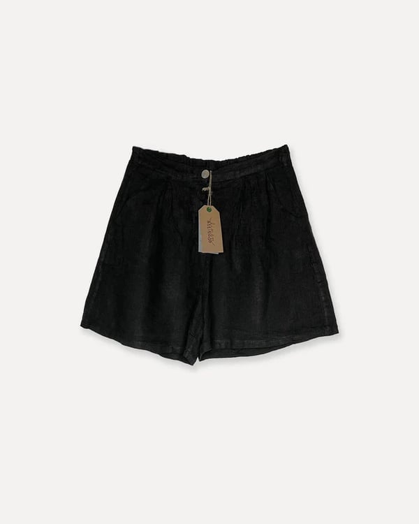 City Attitude Linen Shorts, Dark Grey - Reunion Home