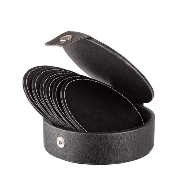 Glasunderlägg Konstläder Svart 6-pack Dorre