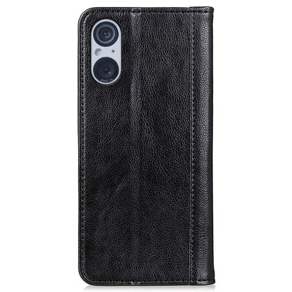 Sony Xperia 5 ægte læderetui med magnetisk lukning - Sort