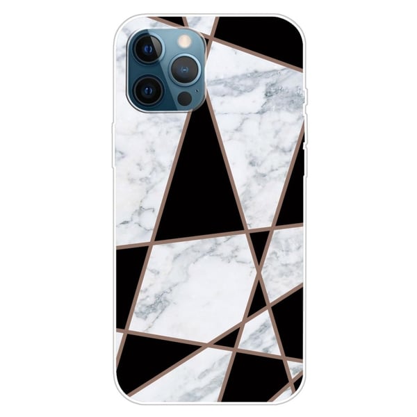 Marble iPhone 15 Pro Max Etui - Sort og Hvid Marmor