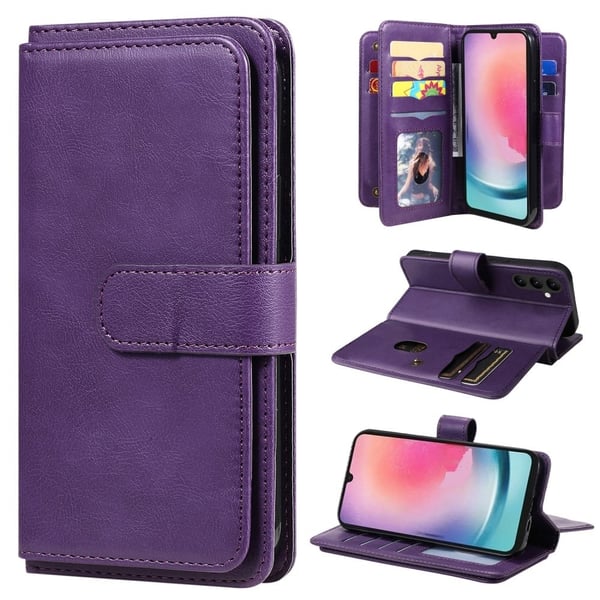 10-slot Lommebok Etui til Samsung Galaxy A25 5g / A24 4g - Lilla
